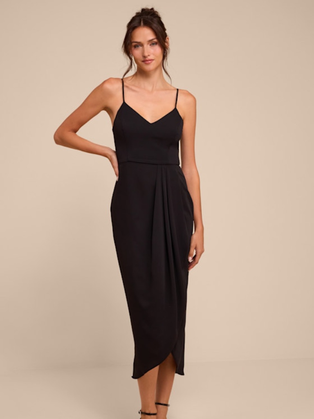 Lulus Reinette Black Midi Dress - Size XL